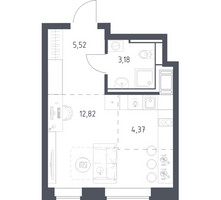 Планировка студии(квартира) площадью 25.89 квадратных метров в “ЖК Большое Путилково”