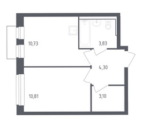 Планировка однокомнатной(квартира) площадью 32 квадратных метров в ЖК “ЖК Рублевский Квартал”