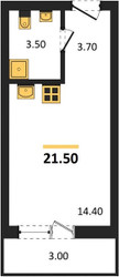 Планировка студии(квартира) площадью 21.5 квадратных метров в ЖК “ЖК Первый квартал”