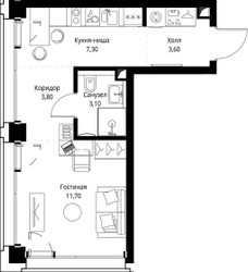 Планировка студии(квартира) площадью 29.8 квадратных метров в ЖК “ЖК СЕТ”