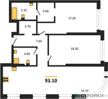 Планировка двухкомнатной(квартира) площадью 93.1 квадратных метров в “ЖК Символ”