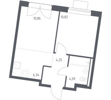 Планировка однокомнатной(квартира) площадью 36.36 квадратных метров в “ЖК Квартал Западный”
