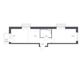 Планировка однокомнатной(квартира) площадью 43.9 квадратных метров в ЖК “ЖК Рублевский Квартал”