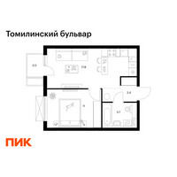 Планировка однокомнатной(квартира) площадью 36.4 квадратных метров в “ЖК Томилинский бульвар”