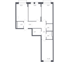 Планировка трехкомнатной(квартира) площадью 77.3 квадратных метров в “ЖК Рублевский Квартал”