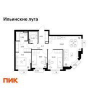 Планировка трехкомнатной(квартира) площадью 72.3 квадратных метров в “ЖК Ильинские луга”