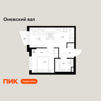 Планировка однокомнатной(квартира) площадью 31.6 квадратных метров в “ЖК Онежский вал”