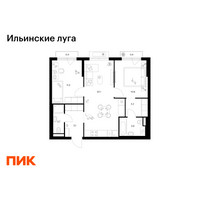 Планировка двухкомнатной(квартира) площадью 59.9 квадратных метров в “ЖК Ильинские луга”