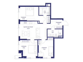 Планировка трехкомнатной(квартира) площадью 82.3 квадратных метров в “ЖК Событие”