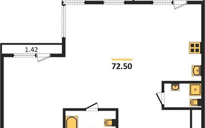 Планировка двухкомнатной(квартира) площадью 72.5 квадратных метров в ЖК “ЖК RiverSky”