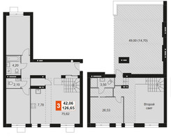 Планировка трехкомнатной(квартира) площадью 126.65 квадратных метров в “Мартемьяново Клаб”