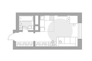 Планировка студии(квартира) площадью 24.35 квадратных метров в “ЖК Ильинойс”