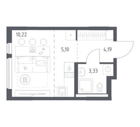 Планировка студии(квартира) площадью 22.84 квадратных метров в ЖК “ЖК Горки Парк”