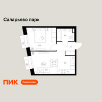 Планировка однокомнатной(квартира) площадью 37.3 квадратных метров в “ЖК Саларьево парк”