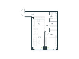 Планировка двухкомнатной(квартира) площадью 55.7 квадратных метров в “ЖК Левел Мичуринский”