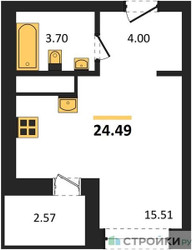 Планировка студии(квартира) площадью 24.5 квадратных метров в ЖК “ЖК ВОСТОК II”