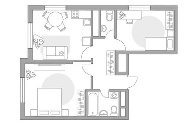 Планировка двухкомнатной(квартира) площадью 53.43 квадратных метров в ЖК “ЖК Новая Алексеевская роща”