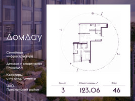Планировка трехкомнатной(квартира) площадью 123.06 квадратных метров в “ЖК Дом Дау”