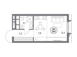 Планировка студии(квартира) площадью 29.4 квадратных метров в “ЖК Дом 56”