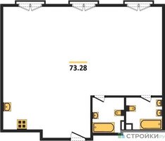 Планировка двухкомнатной(квартира) площадью 73.28 квадратных метров в “ЖК Дом Достижение”