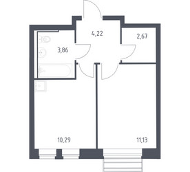 Планировка однокомнатной(квартира) площадью 31.6 квадратных метров в ЖК “ЖК Рублевский Квартал”