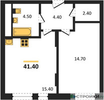 Планировка однокомнатной(квартира) площадью 41.4 квадратных метров в “ЖК Переделкино Ближнее”