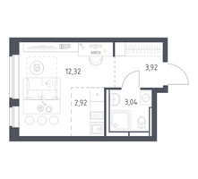 Планировка студии(квартира) площадью 22.2 квадратных метров в “ЖК Новое Видное”