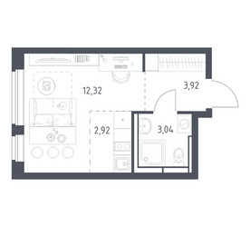 Планировка студии(квартира) площадью 22.2 квадратных метров в ЖК “ЖК Новое Видное”