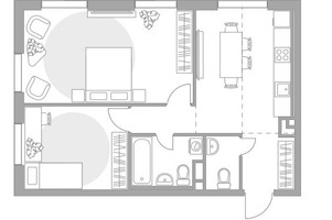 Планировка двухкомнатной(квартира) площадью 58.73 квадратных метров в “ЖК Нижегородская от Гранель”