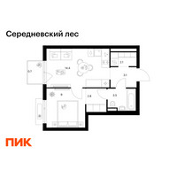 Планировка однокомнатной(квартира) площадью 35.6 квадратных метров в “ЖК Середневский лес”