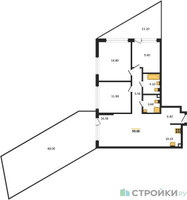 Планировка трехкомнатной(квартира) площадью 99.8 квадратных метров в “ЖК Скандинавия”