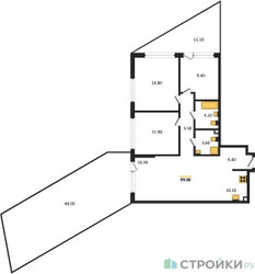 Планировка трехкомнатной(квартира) площадью 99.8 квадратных метров в ЖК “ЖК Скандинавия”