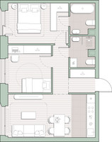 Планировка двухкомнатной(квартира) площадью 55.1 квадратных метров в “ЖК Среда на Лобачевского”