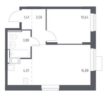 Планировка однокомнатной(квартира) площадью 40.4 квадратных метров в “ЖК Пятницкие луга”