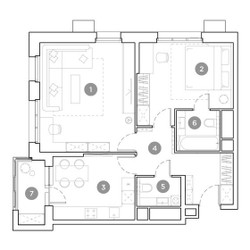Планировка двухкомнатной(квартира) площадью 64.9 квадратных метров в ЖК “ЖК Гоголь парк”