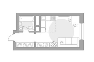 Планировка студии(квартира) площадью 24.33 квадратных метров в “ЖК Ильинойс”