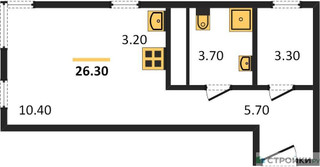 Планировка студии(квартира) площадью 26.3 квадратных метров в “ЖК Liberty (Либерти)”