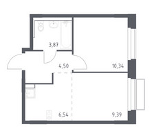 Планировка однокомнатной(квартира) площадью 34.64 квадратных метров в “ЖК Новое Внуково”