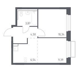 Планировка однокомнатной(квартира) площадью 34.64 квадратных метров в ЖК “ЖК Новое Внуково”