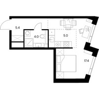 Планировка студии(квартира) площадью 31.8 квадратных метров в “ЖК NEXUS by Akvilon (Нексус от Аквилон)”