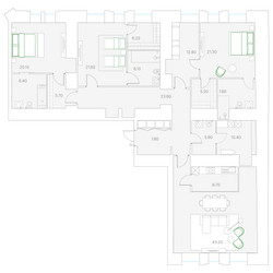 Планировка трехкомнатной(квартира) площадью 216.8 квадратных метров в ЖК “ЖК Клубный дом Duo (Дуо)”