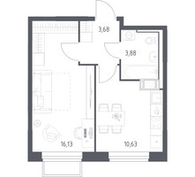 Планировка однокомнатной(квартира) площадью 34.32 квадратных метров в “ЖК Томилино Парк”