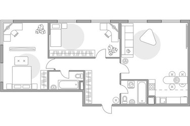 Планировка трехкомнатной(квартира) площадью 87.5 квадратных метров в ЖК “ЖК Бригантина”
