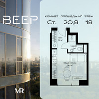 Планировка студии(квартира) площадью 20.8 квадратных метров в “ЖК Веер”