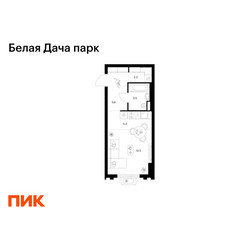 Планировка студии(квартира) площадью 29.1 квадратных метров в ЖК “ЖК Белая Дача парк”