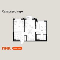 Планировка двухкомнатной(квартира) площадью 53.8 квадратных метров в “ЖК Саларьево парк”