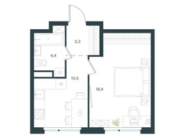 Планировка однокомнатной(квартира) площадью 36.6 квадратных метров в “ЖК Левел Лесной”