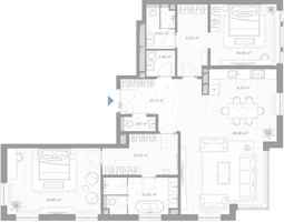Планировка двухкомнатной(квартира) площадью 138.5 квадратных метров в “ЖК Николь”