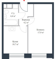 Планировка однокомнатной(квартира) площадью 37.2 квадратных метров в “ЖК Ривер Парк Коломенский”