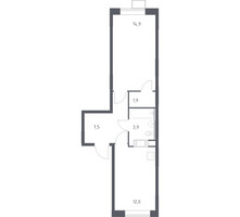 Планировка однокомнатной(квартира) площадью 40.2 квадратных метров в “ЖК Цветочные Поляны”